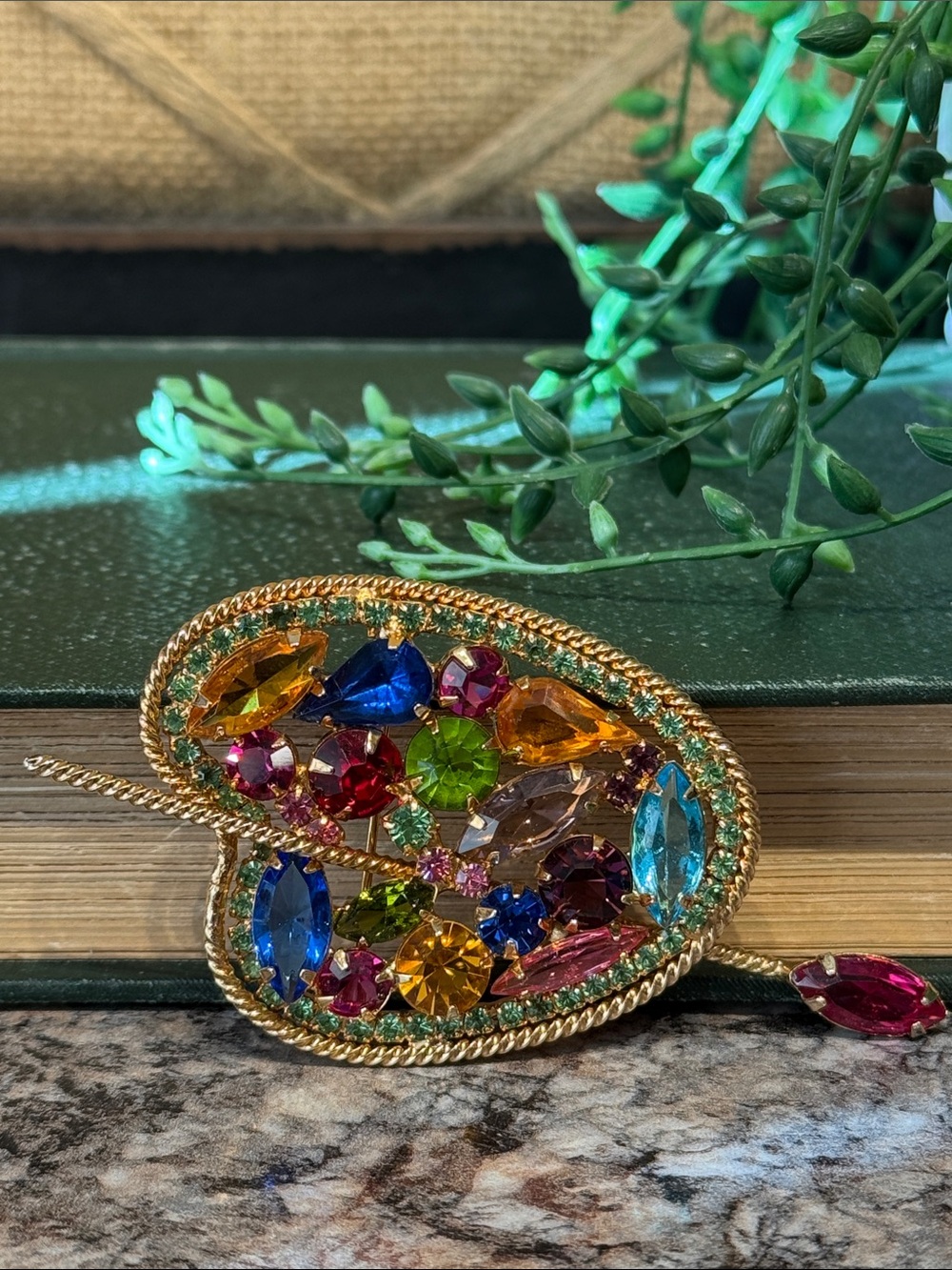 Multicolor Crystal Painters Palette Brooch - Gold Tone Women Jewelry